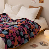 HKM-967187 Cozy Korean Jacquard Coral Fleece Blanket for Autumn and Winter, Soft and Comfortable Throw