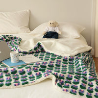 HKM-967187 Cozy Korean Jacquard Coral Fleece Blanket for Autumn and Winter, Soft and Comfortable Throw