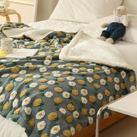 HKM-967187 Cozy Korean Jacquard Coral Fleece Blanket for Autumn and Winter, Soft and Comfortable Throw