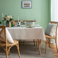 HKM-967187 Rectangular Waterproof Cotton and Linen Disposable Tablecloth in Light Gray, Green, and Brown