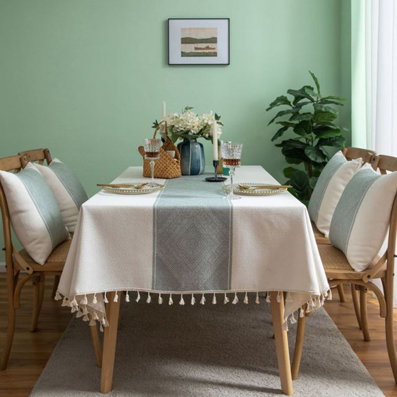 HKM-967187 Rectangular Waterproof Cotton and Linen Disposable Tablecloth in Light Gray, Green, and Brown