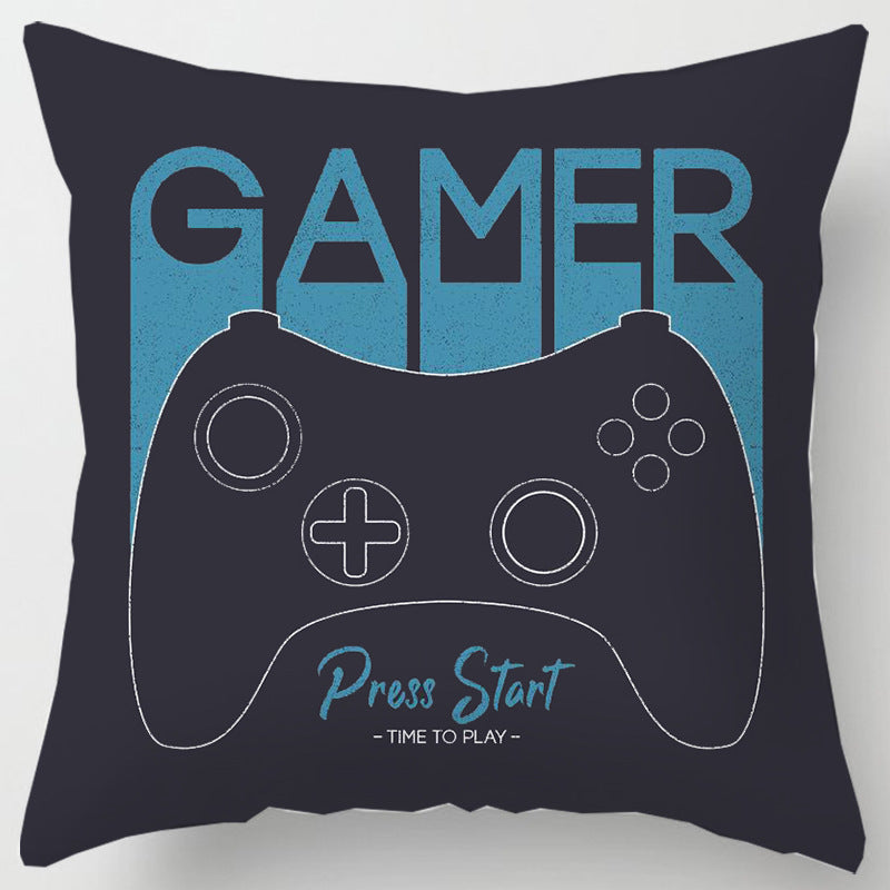 HKM-967251 Gamepad Inspired Cushion Cover - Soft Linen and Plush Material, 45x45cm