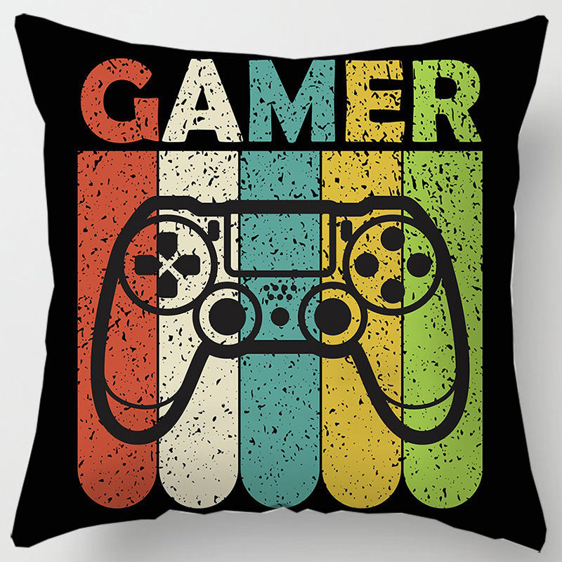 HKM-967251 Gamepad Inspired Cushion Cover - Soft Linen and Plush Material, 45x45cm