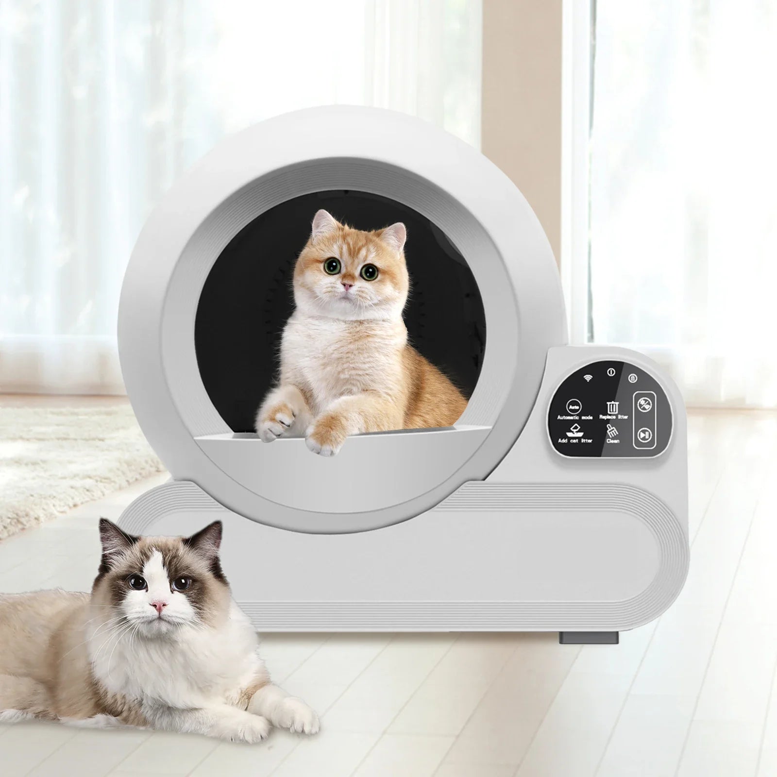 KTX-967315 70L Smart Cat Litter Box with Infrared Sensor and Tuya App Control - Large Capacity, Easy to Clean, Semi-Automatic Design