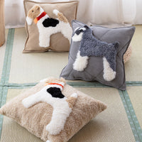 HKM-967315 Cartoon Dog Wool Cowhide Pillow - Square 40x60cm & 45x45cm, Soft PP Cotton Filling