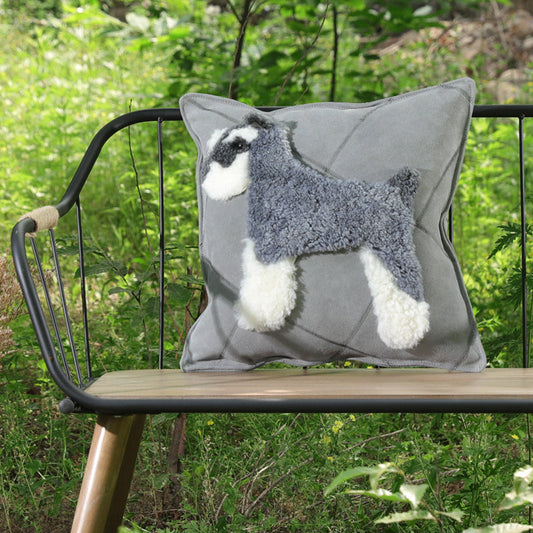 HKM-967315 Cartoon Dog Wool Cowhide Pillow - Square 40x60cm & 45x45cm, Soft PP Cotton Filling