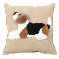 HKM-967315 Cartoon Dog Wool Cowhide Pillow - Square 40x60cm & 45x45cm, Soft PP Cotton Filling