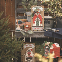 HKM-967315 Wooden House Ornaments for Christmas Hanging Decoration