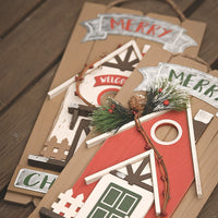 HKM-967315 Wooden House Ornaments for Christmas Hanging Decoration