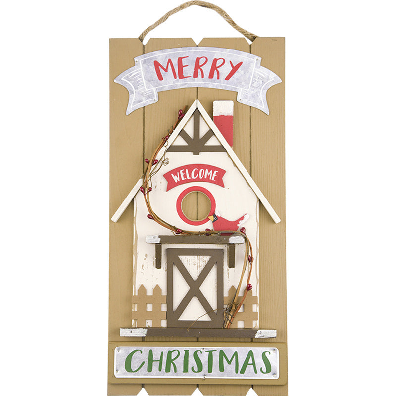 HKM-967315 Wooden House Ornaments for Christmas Hanging Decoration