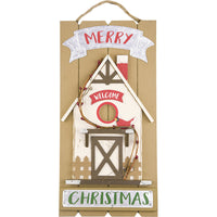 HKM-967315 Wooden House Ornaments for Christmas Hanging Decoration