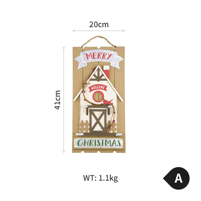 HKM-967315 Wooden House Ornaments for Christmas Hanging Decoration
