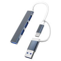 HKM-967379 Compact Two-in-One USB 3.0 Multifunctional Expansion Dock with 4 Connectors, 7cm Cable Length