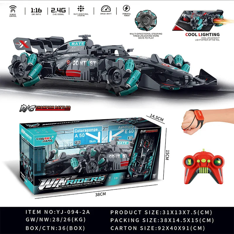 HKM-967443 1/16 Spray Drift Remote Control Racing Car for Kids - High Speed Electric Indoor/Outdoor Toy, Ready-to-Go