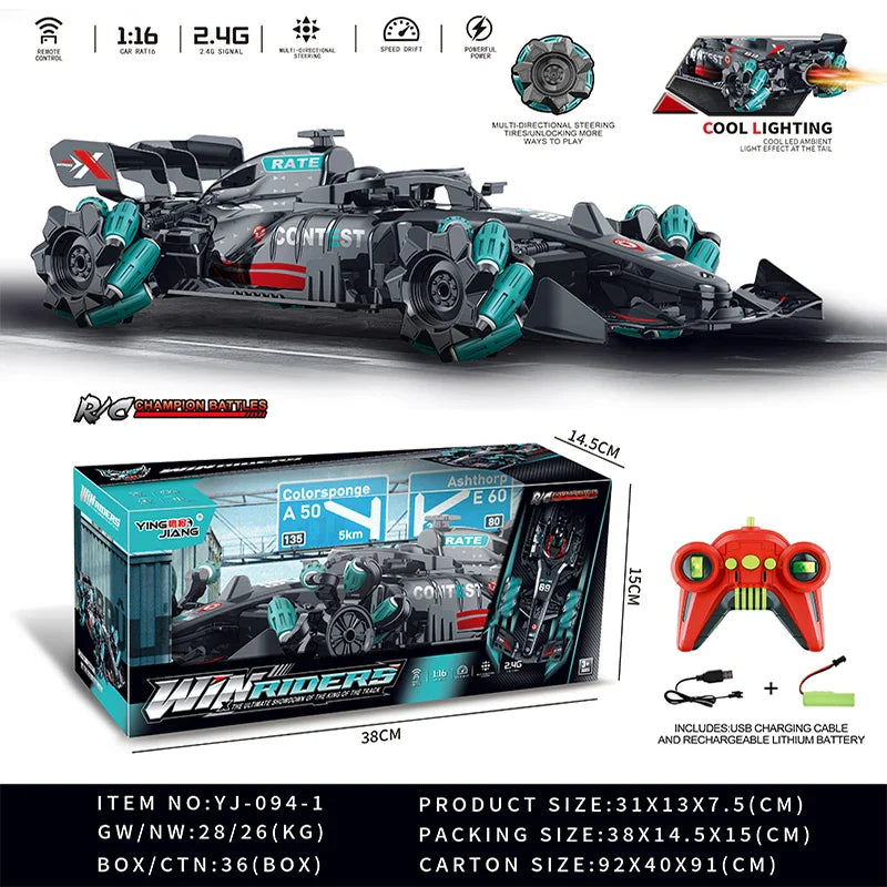 HKM-967443 1/16 Spray Drift Remote Control Racing Car for Kids - High Speed Electric Indoor/Outdoor Toy, Ready-to-Go