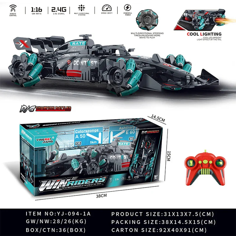 HKM-967443 1/16 Spray Drift Remote Control Racing Car for Kids - High Speed Electric Indoor/Outdoor Toy, Ready-to-Go