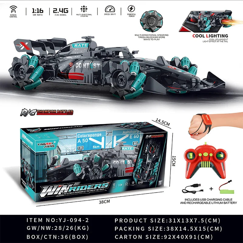 HKM-967443 1/16 Spray Drift Remote Control Racing Car for Kids - High Speed Electric Indoor/Outdoor Toy, Ready-to-Go