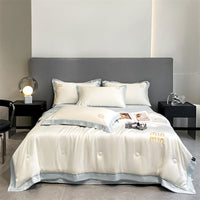 HKM-967507 Washed Silk Embroidery Summer Quilt Set with Pillowcases - Multiple Sizes Available