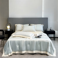 HKM-967507 Washed Silk Embroidery Summer Quilt Set with Pillowcases - Multiple Sizes Available