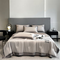 HKM-967507 Washed Silk Embroidery Summer Quilt Set with Pillowcases - Multiple Sizes Available