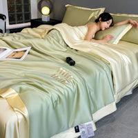HKM-967507 Washed Silk Embroidery Summer Quilt Set with Pillowcases - Multiple Sizes Available
