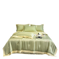 HKM-967507 Washed Silk Embroidery Summer Quilt Set with Pillowcases - Multiple Sizes Available