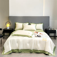 HKM-967507 Washed Silk Embroidery Summer Quilt Set with Pillowcases - Multiple Sizes Available