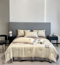HKM-967507 Washed Silk Embroidery Summer Quilt Set with Pillowcases - Multiple Sizes Available