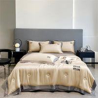 HKM-967507 Washed Silk Embroidery Summer Quilt Set with Pillowcases - Multiple Sizes Available