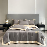 HKM-967507 Washed Silk Embroidery Summer Quilt Set with Pillowcases - Multiple Sizes Available