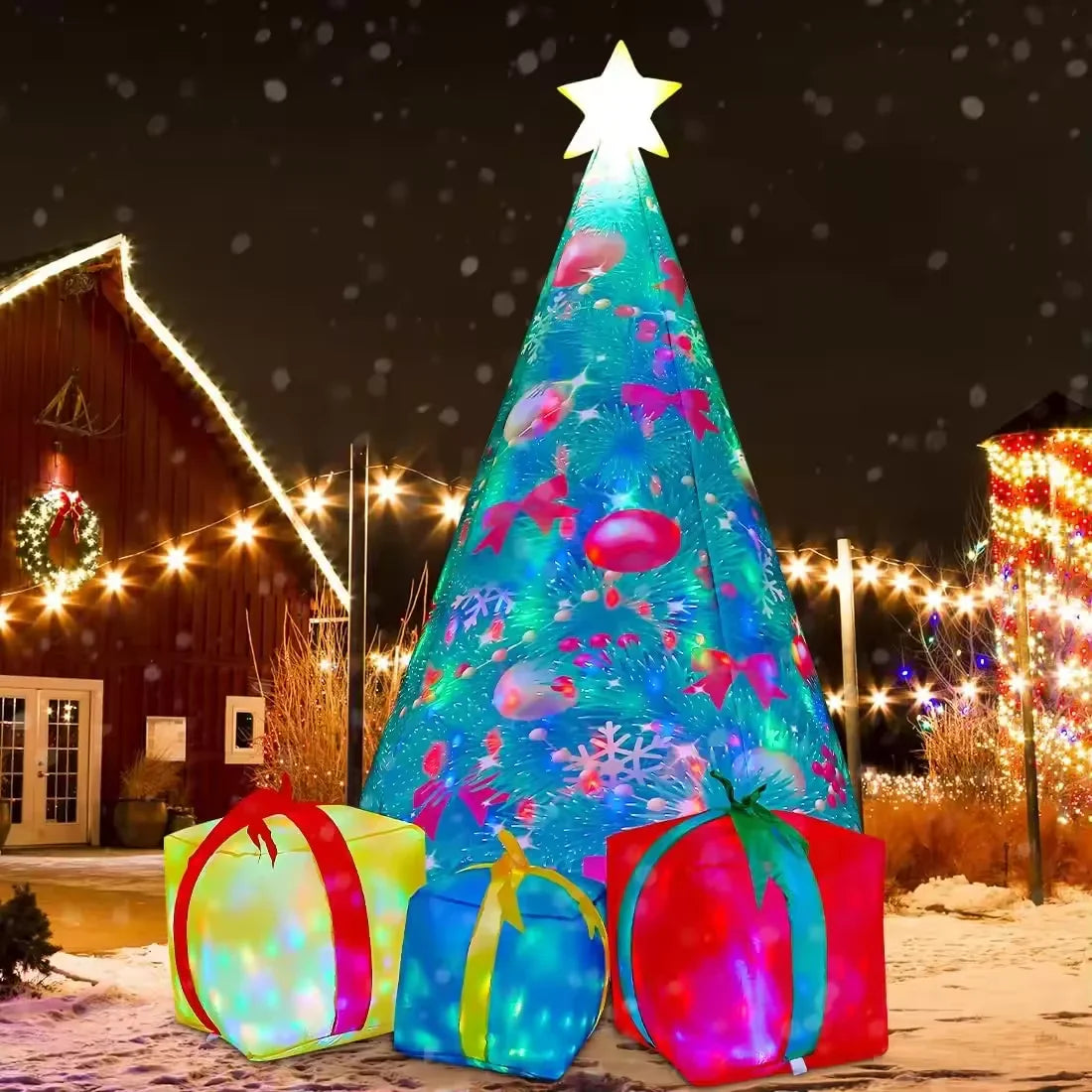 KTX-967635 7 Ft Inflatable Christmas Tree for Festive Holiday Decoration, Eco-Friendly PVC Material