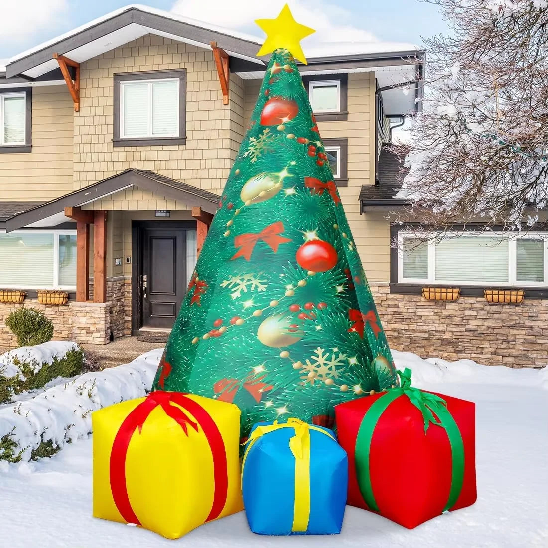 KTX-967635 7 Ft Inflatable Christmas Tree for Festive Holiday Decoration, Eco-Friendly PVC Material