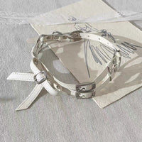 HKM-967699 Elegant White Bow Alloy Leather Necklace for Unisex