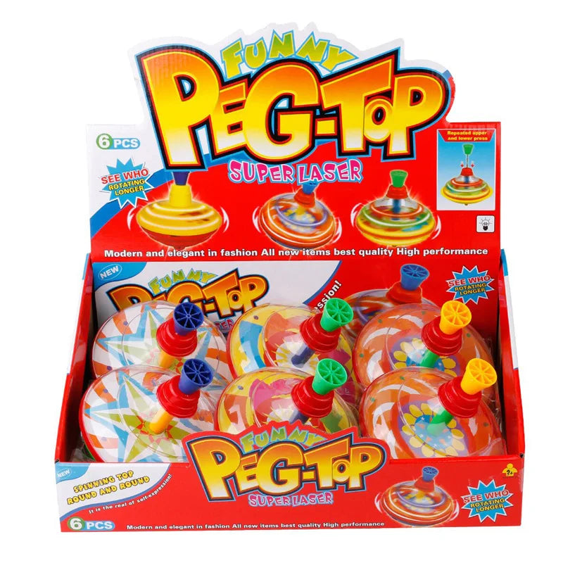 HKM-967763 Classic Hand Pressure Gyro Spinning Top Toy - Educational Plastic Toy for Kids Age 3+