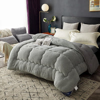 HKM-967955 Goose Down-Filled Cashmere Blanket in White, Beige, or Gray - Multiple Sizes Available