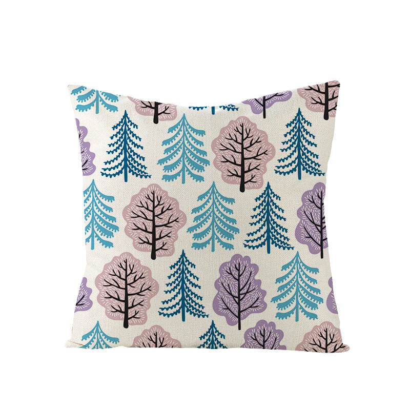 HKM-968083 Cartoon Digital Printing Christmas Pillowcase - Linen Cushion Cover 45x45CM with PP Cotton Filling