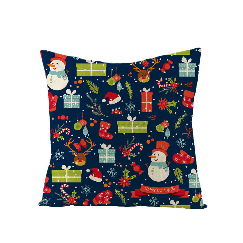 HKM-968083 Cartoon Digital Printing Christmas Pillowcase - Linen Cushion Cover 45x45CM with PP Cotton Filling