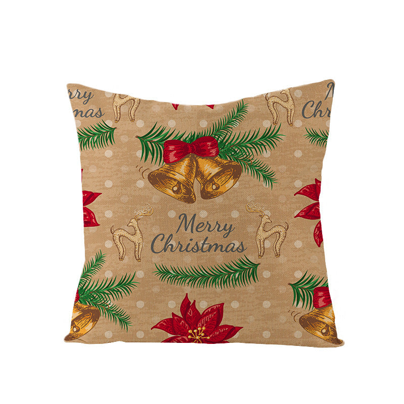 HKM-968083 Cartoon Digital Printing Christmas Pillowcase - Linen Cushion Cover 45x45CM with PP Cotton Filling