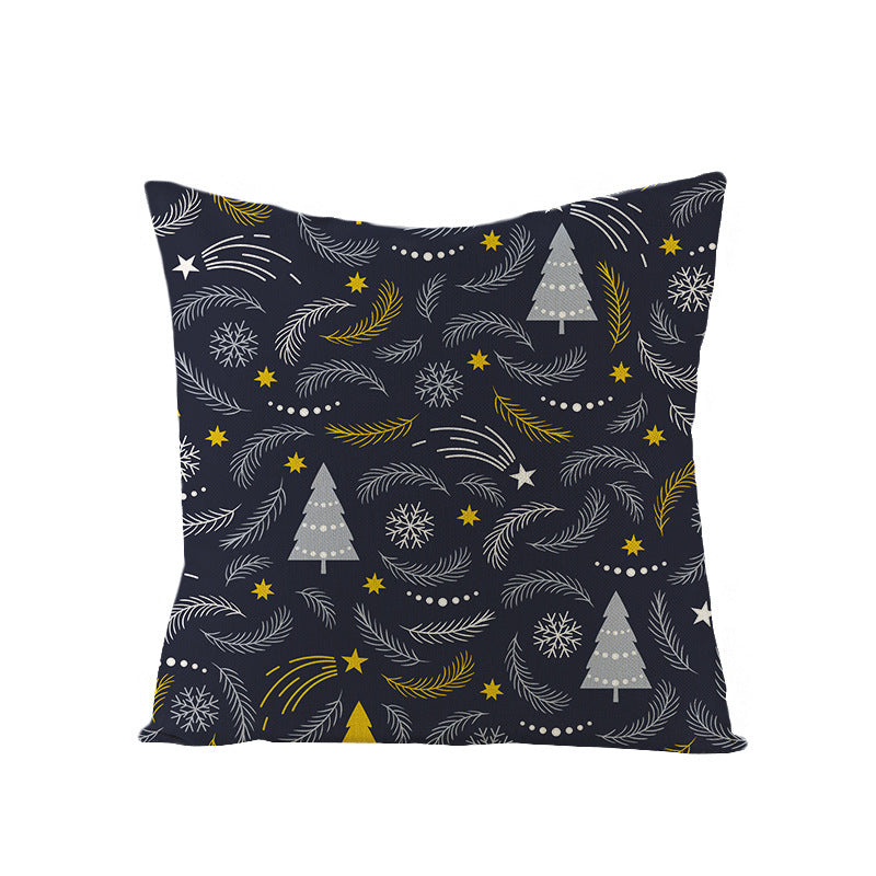 HKM-968083 Cartoon Digital Printing Christmas Pillowcase - Linen Cushion Cover 45x45CM with PP Cotton Filling