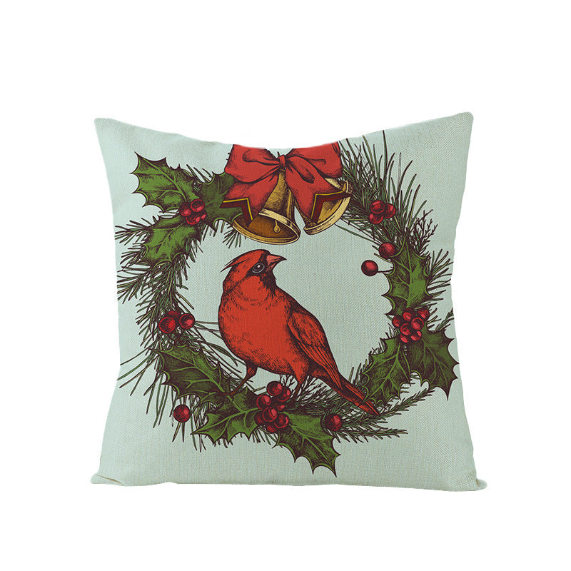 HKM-968083 Cartoon Digital Printing Christmas Pillowcase - Linen Cushion Cover 45x45CM with PP Cotton Filling