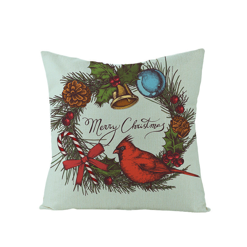 HKM-968083 Cartoon Digital Printing Christmas Pillowcase - Linen Cushion Cover 45x45CM with PP Cotton Filling