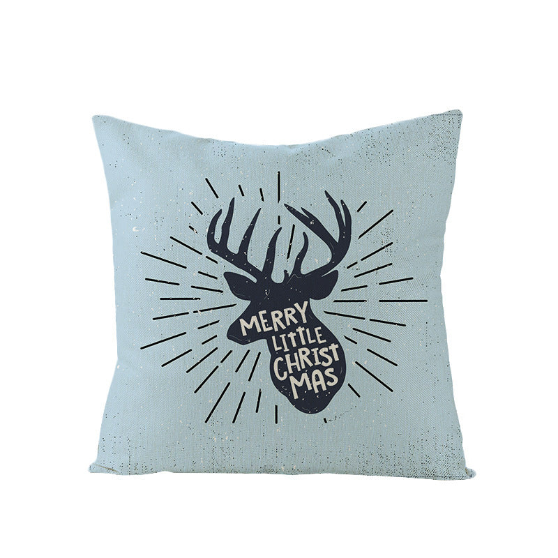 HKM-968083 Cartoon Digital Printing Christmas Pillowcase - Linen Cushion Cover 45x45CM with PP Cotton Filling