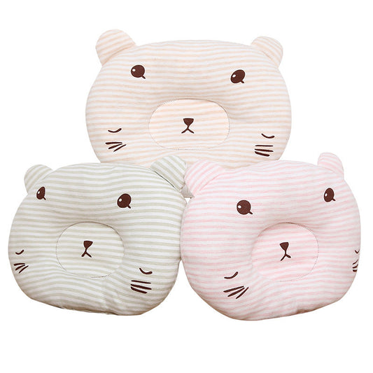 HKM-968147 Skin-Friendly Baby Pillow, Polyester Fiber Filling, Round Shape, Pure Cotton Fabric, Soft for Infants Under 1 Year, Assorted Colors