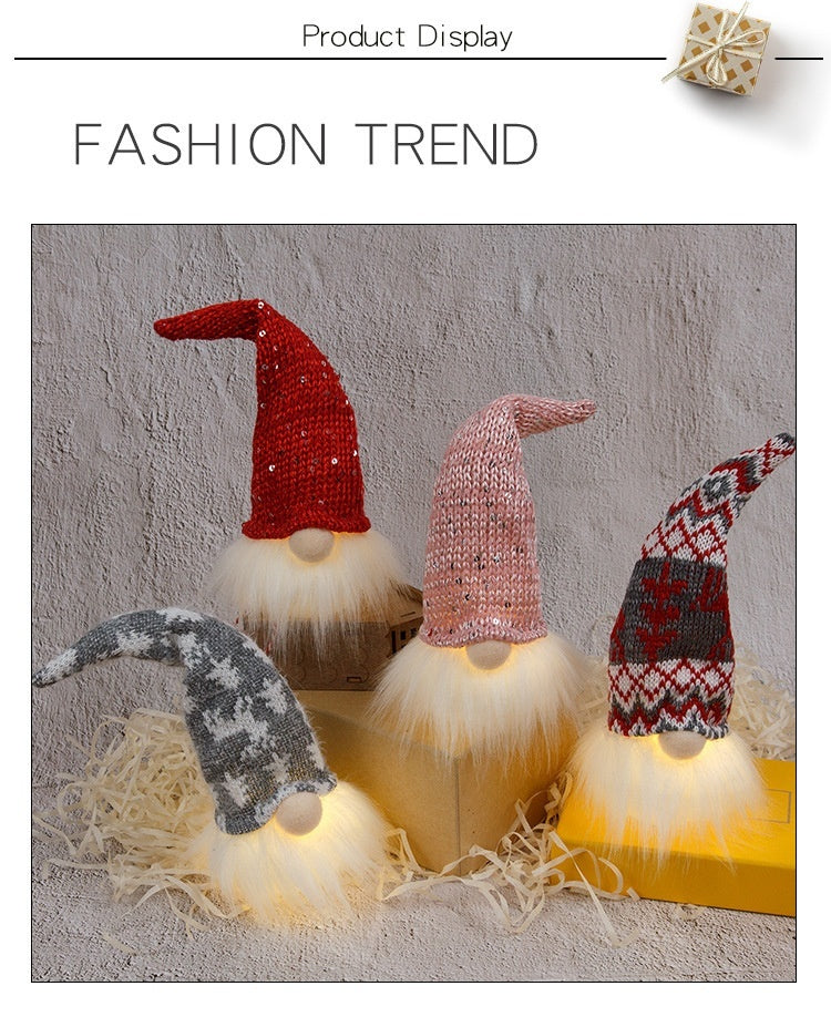 HKM-968147 Small Forest Night Lamp with Light – Faceless Doll Pendant in Red, Gray, and Pink