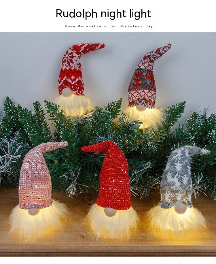 HKM-968147 Small Forest Night Lamp with Light – Faceless Doll Pendant in Red, Gray, and Pink