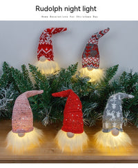 HKM-968147 Small Forest Night Lamp with Light – Faceless Doll Pendant in Red, Gray, and Pink