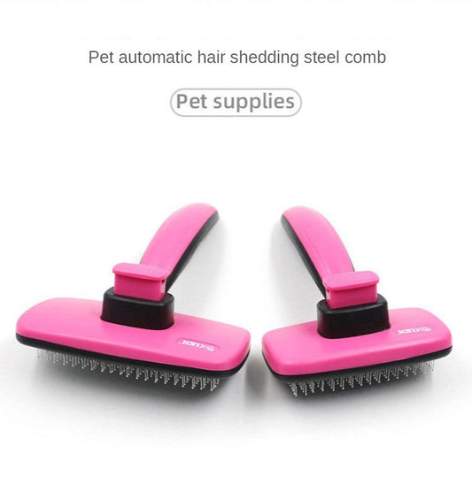 HKM-968275 Automatic Pet Grooming Comb with Stainless Steel Teeth for Dogs and Cats - Ergonomic Self-Cleaning Brush