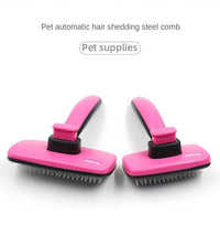HKM-968275 Automatic Pet Grooming Comb with Stainless Steel Teeth for Dogs and Cats - Ergonomic Self-Cleaning Brush