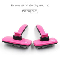 HKM-968275 Automatic Pet Grooming Comb with Stainless Steel Teeth for Dogs and Cats - Ergonomic Self-Cleaning Brush