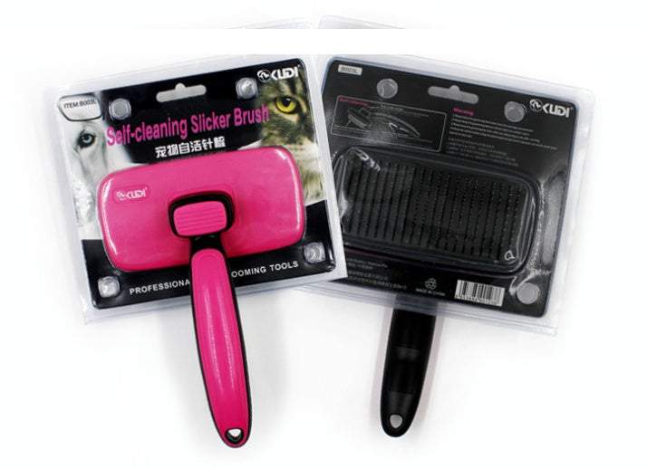 HKM-968275 Automatic Pet Grooming Comb with Stainless Steel Teeth for Dogs and Cats - Ergonomic Self-Cleaning Brush